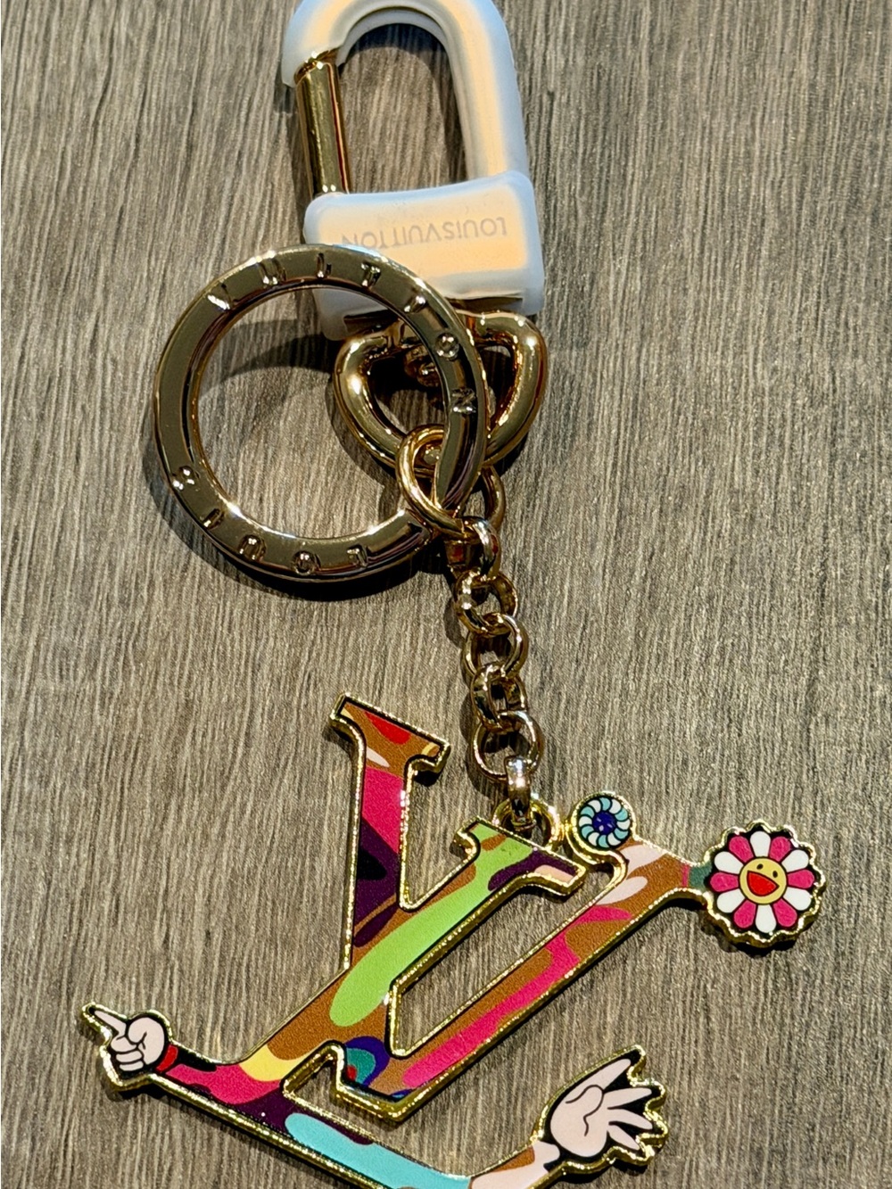 Multicolor Enamel LV Key Holder Charm